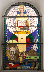 Obergeschoss Südseite Links: Engel des Matthäus, Löwe des Markus